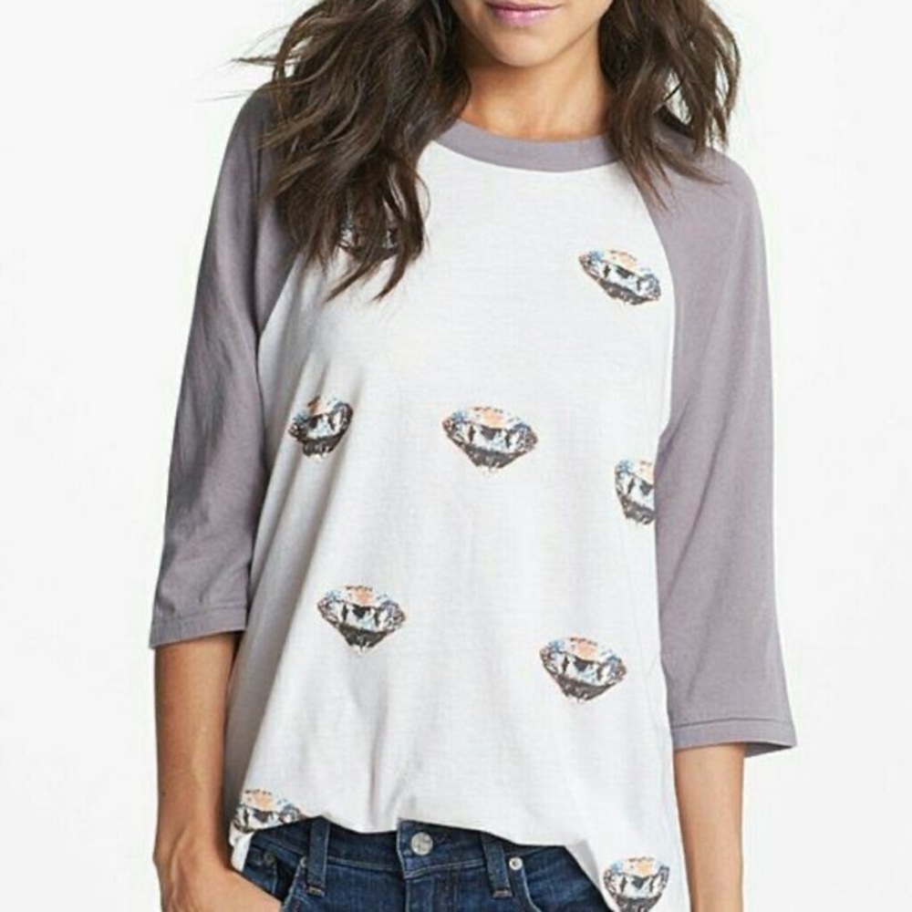 Wildfox “Diamonds are Forever” Raglan-Sleeve Top, size Medium NWT